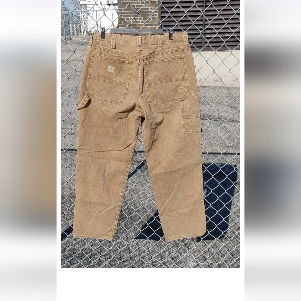 Vtg 1990s Lee Dungarees Carpenter Pants Light Wash Denim Workwear 36x32 Baggy